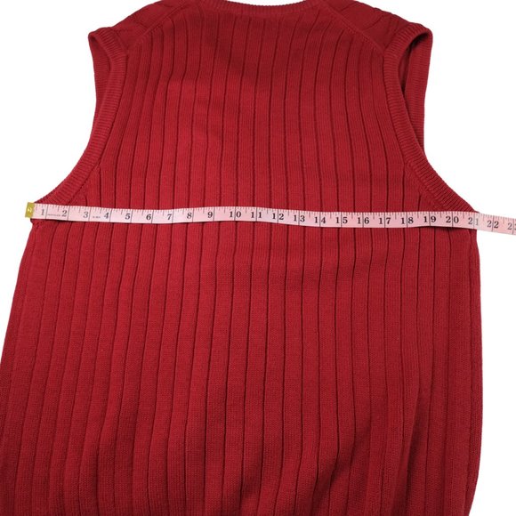 LYLE & SCOTT Sweater Vest Mens L Ribbed Combed Cotton Red - Picture 6 of 7